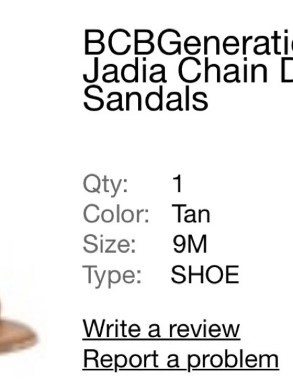 BCBGeneration Jadia Tan High Heel Sandal with Gold Chain Ankle Strap